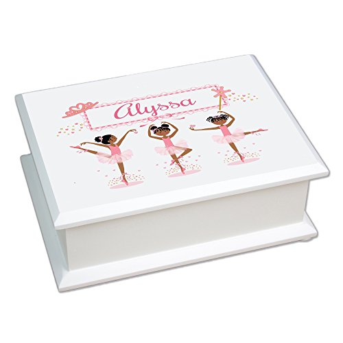 My Bambino Personalized Ballerina African American Lift Top Jewelry Box