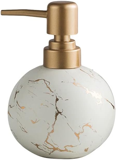 Soap Dispenser Retro Round Soap Dispenser Ceramic Pump Bottle Stainless Steel Pump Head Lotion Dispenser Can Hold A Variety of Liquids for Kitchen,Bathroom,Office (Blue，White)