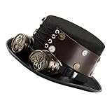 Xuanxi Sombrero punk con gafas, correa ajustable, accesorio de disfraz para eventos temáticos, accesorio para Halloween, máscaras, sombrero steampunk con gafas para hombres y mujeres