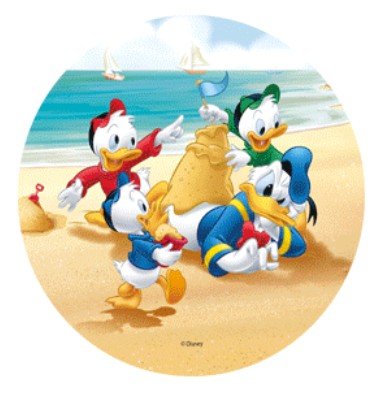 Disque azyme Mickey and Co à la plage pour décoration de gâteau