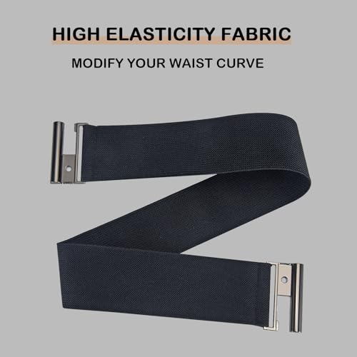 Black Elastic Cinch Belt Vintage Stretchy Waist Belt for Women Fashion3