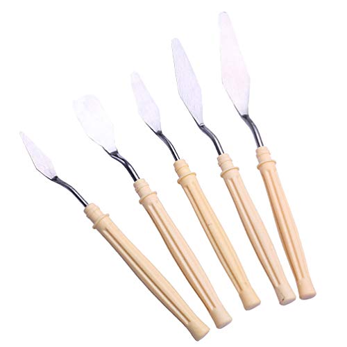 EXCEART Stainless Paint Scrapper Set 5pcs Oil Painting Mixing Tool Spatula Ideal for Home Artistic Projects Paint Craft