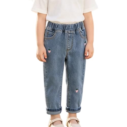 Pantalones vaqueros para niña con cintura elástica y diseño recto holgado ideal para diario