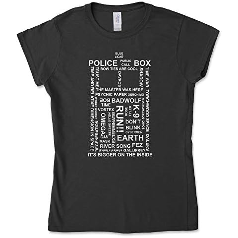 ladies Dr Who Tardis T-Shirt Black (XL) Cover