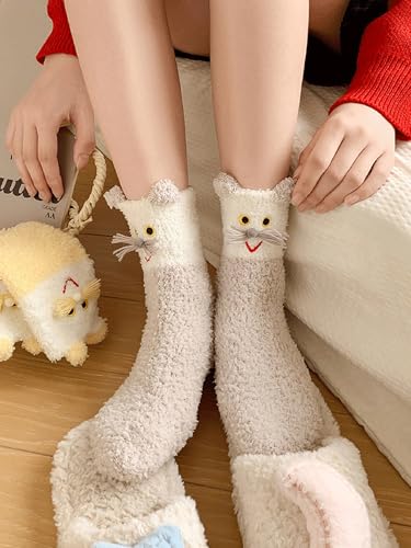 Image of Benefeet Sox Womens Girls Fuzzy Socks Cozy Winter Warm Fluffy Socks Soft Cute Animal Home Slipper Thick Plush Sleeping Sock