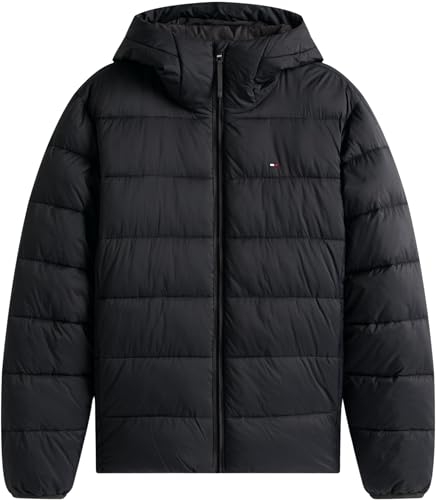 Tommy Hilfiger Herren Pufferjacke Mid Weight mit Kapuze, Schwarz (Black), XXXL – Ansicht 5