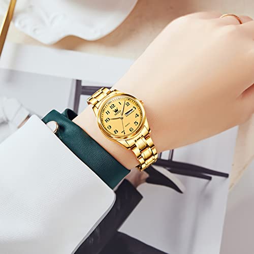 Image of OLEVS Women Watches Business Dress Female Ladies for Small Wrist Watch Gold Stainless Steel Band Analog Simple Day Date Waterproof Lady Watches