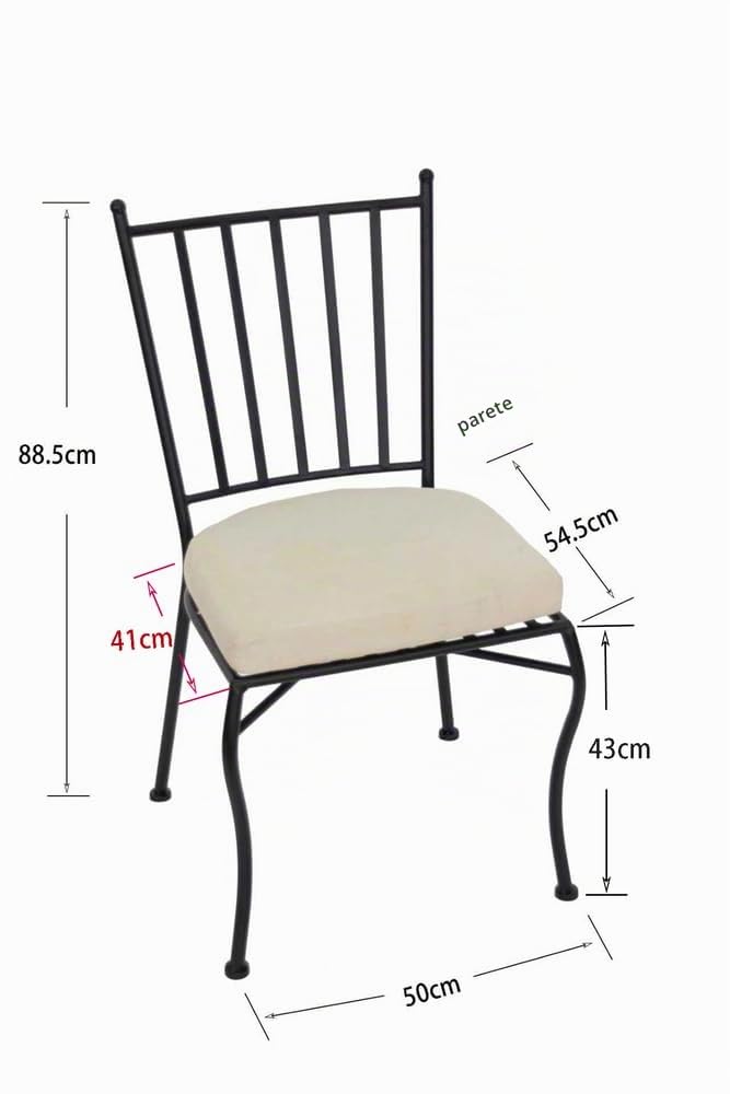 VERDELOOK | Sedia Modica in Metallo Verniciato con Cuscino in Cotone Lavabile 54x50 H88 cm, Sedia da Giardino e Casa Resistente e Confortevole, Struttura Solida Portata 120 kg