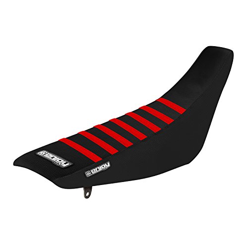 Enjoy Mfg Seat Cover - Compatible Fit for 2004-2014 Honda CRF230 CRF 230 - All Black/Red Ribs #149