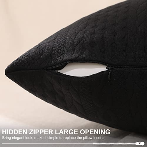 Cikary Decorative Throw Pillow Covers 18X18 Set Of 2 For Sofa Bed With Raised Twisted Rope Pattern, Stretchy Embossed Couch Pillow Covers, Black #TOP3