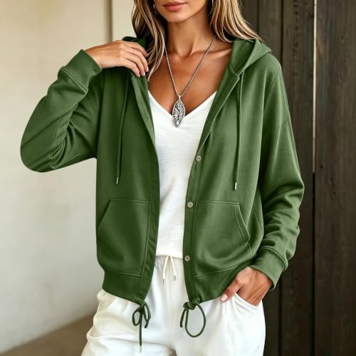 Hooded Cardigan for Women Button Front Drawstring Pockets Sweater - image 3