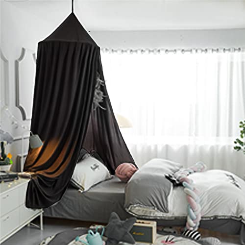 Vethin Bed Canopy For Girls Kids,Princess Round Dome Children Dreamy Mosquito Net Bedding Girls Room Castle Play Tent Hanging House Decor Reading Nook Canopies (Black) #TOP1