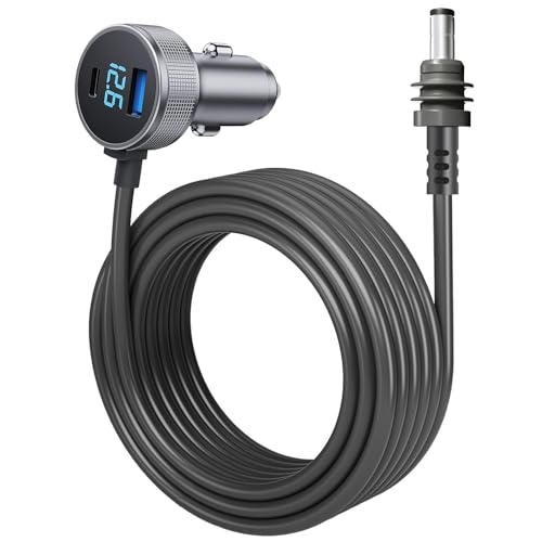 NEDUL Starlink Mini Car Charger DC Power Cable, 3M(10FT) Starlink Mini 3 in 1 Cable, Cigarette Lighter Adapter 12V-48V with Digital Display, USB C PD 40W with USB A 35W Ports