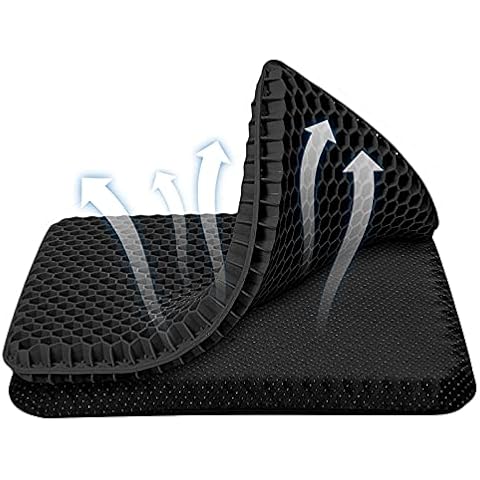 u/d Gel Seat Cushion,2021 Double The Latest Thicken Gel Seat Cushion, Breathable Lumbar Support Chair Cushion Chair Pad with Non-Slip Cover for Car/Office/Home/Wheelchair (Black) Cover