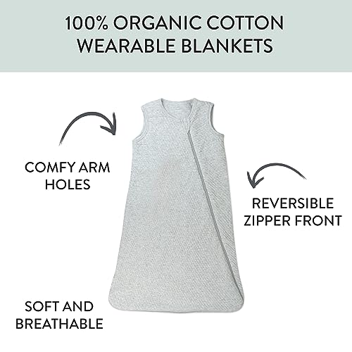 Image of HonestBaby Organic Cotton Matelasse Wearable Blanket, Light Gray Heather, Small