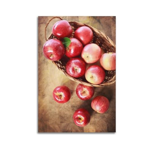 Panier de pommes rouges tableau suspendu aux couleurs intenses ZHOUKEG