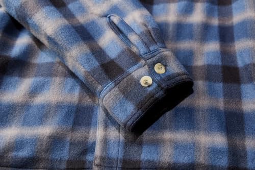 Image of TanBridge Men's Cotton Plaid Shirts Jacket Full Zip Fleece Flannel Sherpa Lined Hoodies Heavyweight Hoodies Jacket for Men