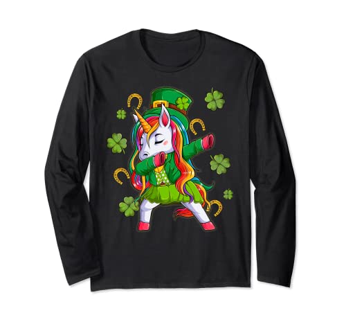 Einhorn St. Patricks Day, Mädchen Kinder St. Patricks Day Einhorn Langarmshirt