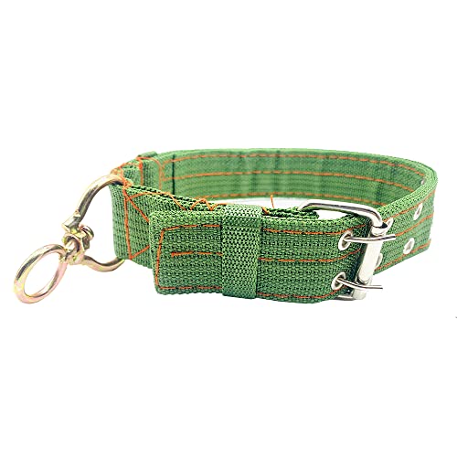 Image of Cattle Collar Adjustable Sheep Neck Strap Thick Canvas Four-Layer Nylon Thickened Collar with 2-Rows Metal Buckle and Ring Metal Buckle Traction Chain for Farm Animals Pets (29.5 inch~45.2 inch)