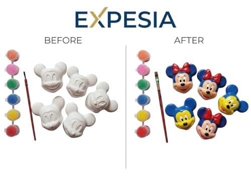 Image of EXPESIA Paint Your Own Figurine Kit for Kids - DIY Ceramic Painting Craft Set with Paints & Brush, Creative Arts and Crafts Activity, Birthday Return Gift, Educational Hobby Kit for Boys & Girls (Made in India (Cartoon Micky)