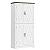 HOSTACK 64 Pantry Cabinet Tall Kitchen Pantry Storage Cabinet Modern Farmhouse Bathroom Storage Cabinet Large Bookcase 4 DoorsAdjustable Shelves for Dining Room Living Room Home Office White