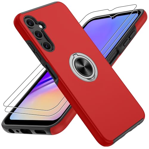 Coque Samsung Galaxy A05s 4G rouge de protection avec anneau aimanté voiture