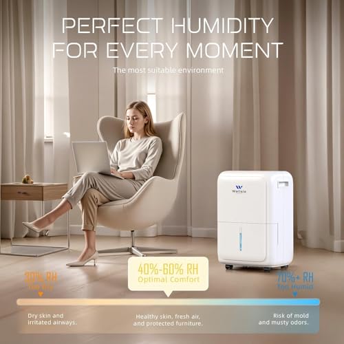 3500 Sq. Ft Dehumidifier for Home & Basement with Drain Hose, Max 52 Pint Dehumidification with Larger 1.59 Gallon Water Tank, Smart Efficient Humidity Control - Image 4