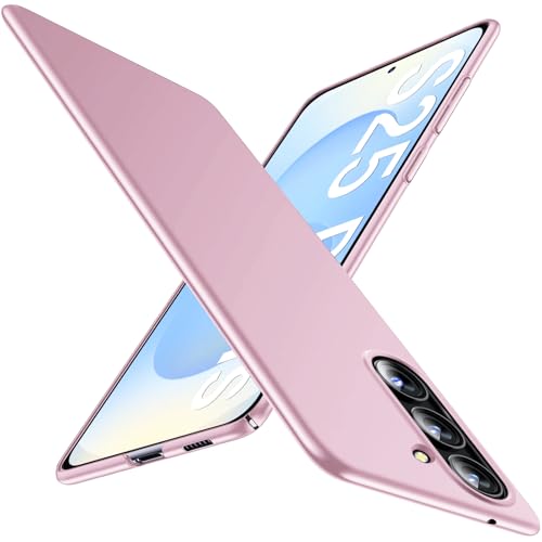 Coque Samsung S25 Plus or rose ultra fine et rigide anti-choc style militaire