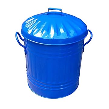 Easy Shopping Small 15 Litre 15L Round Shape Several Colour Metal Bin Recycle Rubbish Waste Dustbin Bin with Lid (Blue)