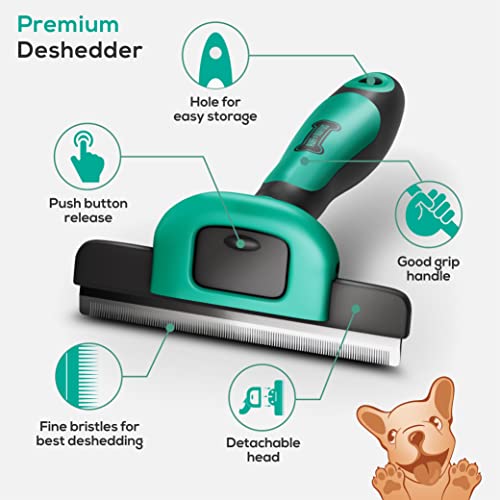 Ruff 'N Ruffus Deshedding Brush For Dogs & Cats - Reduces Shedding By Up To 95% With Detachable Head & Non-Slip Grip, Comes With Free Nail Clippers, Suitable For All Breeds #TOP2