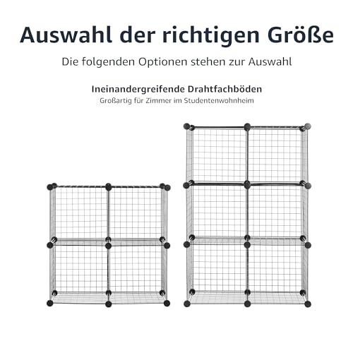 Amazon Basics 6 Stück Würfelregal aus Metall - Maximale Tragfähigkeit des Regals 27 kg, Schwarz, 77.0 x 37.0 x 113.0 cm (L x W x H)