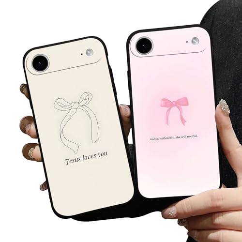 Zrutru 2 Pack God Jesus Faith Bow Phone Cases for ‌iPhone Air‌ Case Aesthetic Camera Protection Soft Shockproof Protective for Women Girls Phone Cover Funda for ‌iPhone Air‌ 6.5 Inch