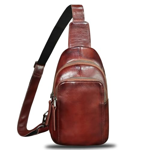 Genuine Leather Sling Bag for Women and Men Vintage Handmade Leather Sling Backpack Shoulder Crossbody Bag Chest Purse2