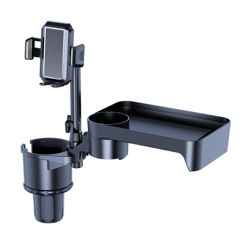 Portavasos ajustable 4 en 1 para auto con bandeja giratoria 360° miniatura 1