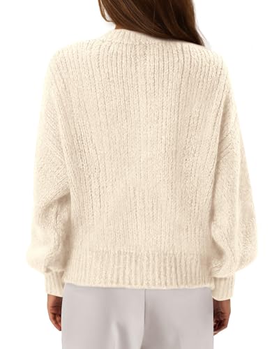 BTFBM Chunky Cardigan Sweaters for Women Fall Fashion 2025 Button Lantern Long Sleeve Cable Knit Winter Coats Outerwear3