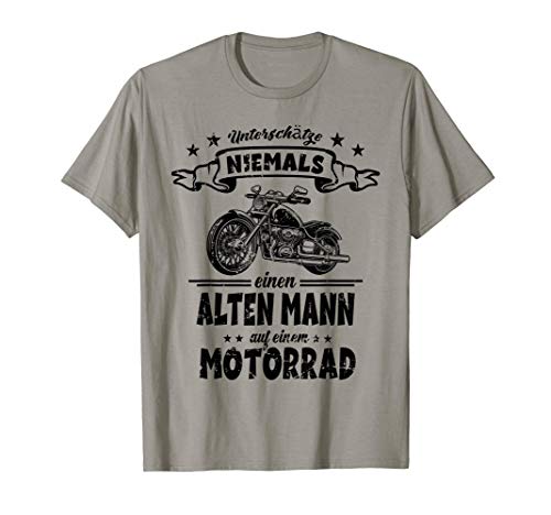 Herren Unterschätze niemals einen alten Mann auf einem Motorrad T-Shirt