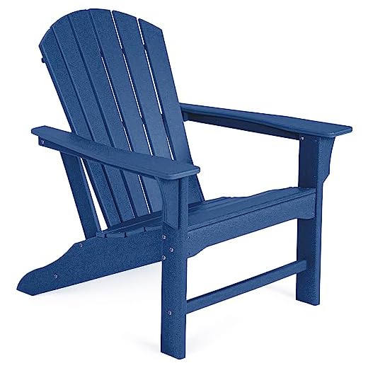 WMK Adirondack Chair HDPE Weather Resistant, Outdoor Fire Pit Chairs Plastic Resin Deck Adirondack Chairs for Patio, Law, Garden (Navy Blue)