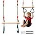 Wooden Trapeze Swing Bar for Kids - 85-145cm Adjustable Height Monkey Bars Rings Swingset Accessories - Ninja Warrior Obstacle Course for Kids - Jungle Gym Accessories Playground Attachments