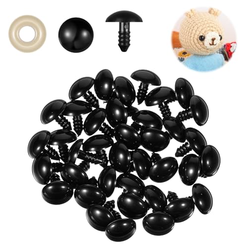 80 Pcs 18mm Safety Eyes and Washers, 18 mm Safety Eyes for Crocheting Black Plastic Big Crochet Eye for Stuffed Animals Doll Animals for Teddy Bear Crafts Making Halloween Decorations