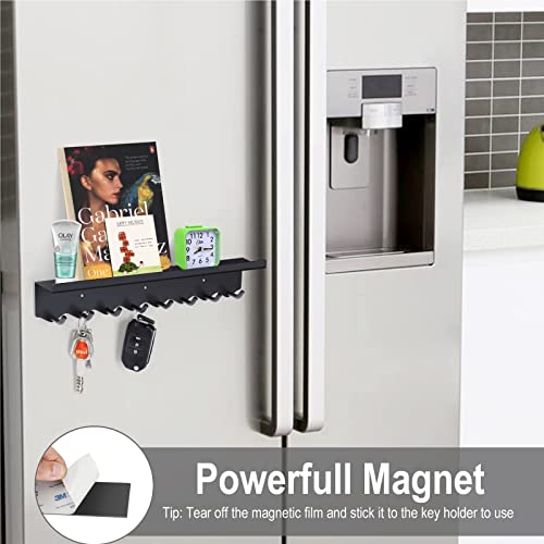 Volnamal-Magnetic-Key-Holder-for-Wall-Decorative-Premium-Magnets-Wall-Mounted-Key-and-Mail-Organizer-Adhesive-Key-Rack-Hanger-for-Entryway-Refrigerator-with-8-HooksBlack
