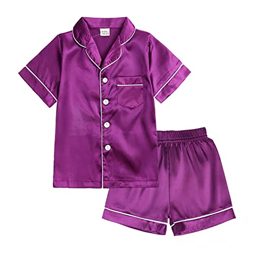 Girl Pajama Little Baby Girls Boys Pajamas Set Satin Silk Kids Short Sleeves Sleepwear Pjs 2 Size 12 Pajamas2