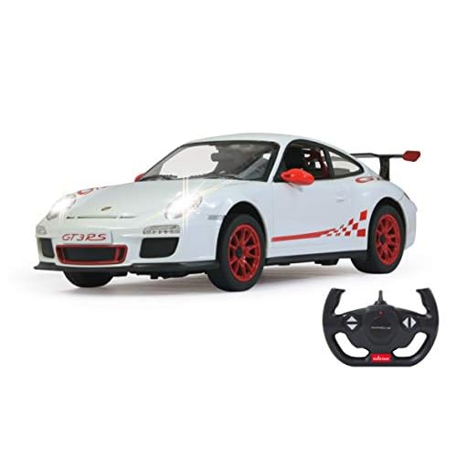 JAMARA 404311 - Porsche GT3 RS 1:14 2,4GHz - offiziell lizenziert, bis 1 Std. Fahrzeit bei 11 Km/h, LED, Perfekt nachgebildete Details, detaillierter Innenraum,hochwertige Verarbeitung, weiß