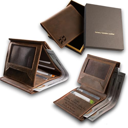 Personalized Leather Wallet for Men, Genuine Leather Trifold Wallet, Handmade Custom Wallet, Personalized Gift, Gift for Him, Gift for Dad, Anniversary Gift, Valentine's Day Gift,