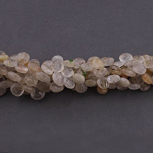 Quartz rutile doré en perles cœurs briolettes facettées de 12-15mm pour fil d'enfilage SB3820