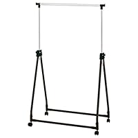 AMOS Chrome Adjustable Height Collapsible Foldable Portable Garment Clothes Dress Coats Jackets Hanging Rail Rack Storage Display Stand on Castor Wheels