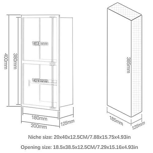 Étagère murale encastrée et niche de douche en acier inoxydable