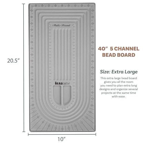 Image of The Beadsmith Bead Board, Grey Flocked | 5 U-Shape and 6 Straight Channels, 10 x 20.5 inches, Design Boards for Creating Bracelets, Necklaces and More