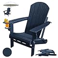 CLOUDEEP Folding Adirondack Chairs, HDPE Adirondack Chairs All Weather, Fire Pit Chairs,Dark Blue