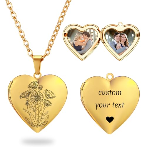 PHOCKSIN Personalized Locket Necklace for Women Custom Silver