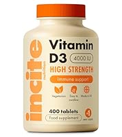 Vitamin D3 4000 IU - 400 High Strength Vitamin D Tablets (1+ Year Supply) - Vegetarian - Immune System Booster - Gluten Free - Vitamin D Supplements - Made in The UK